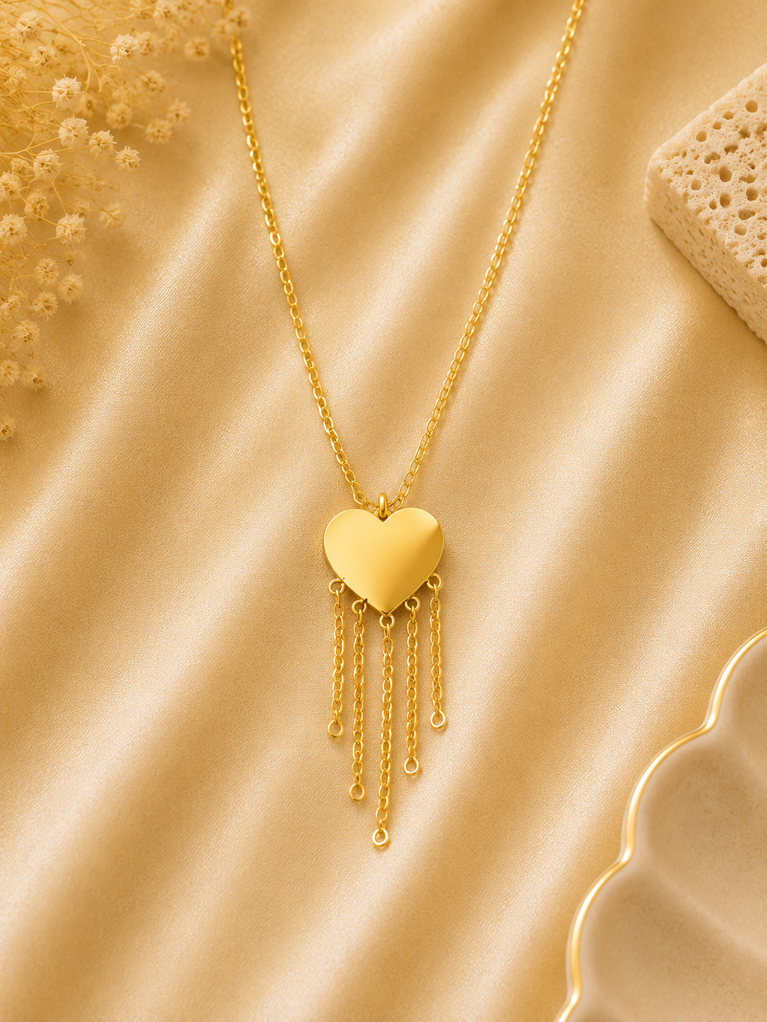 Golden Heart Tassel Necklace