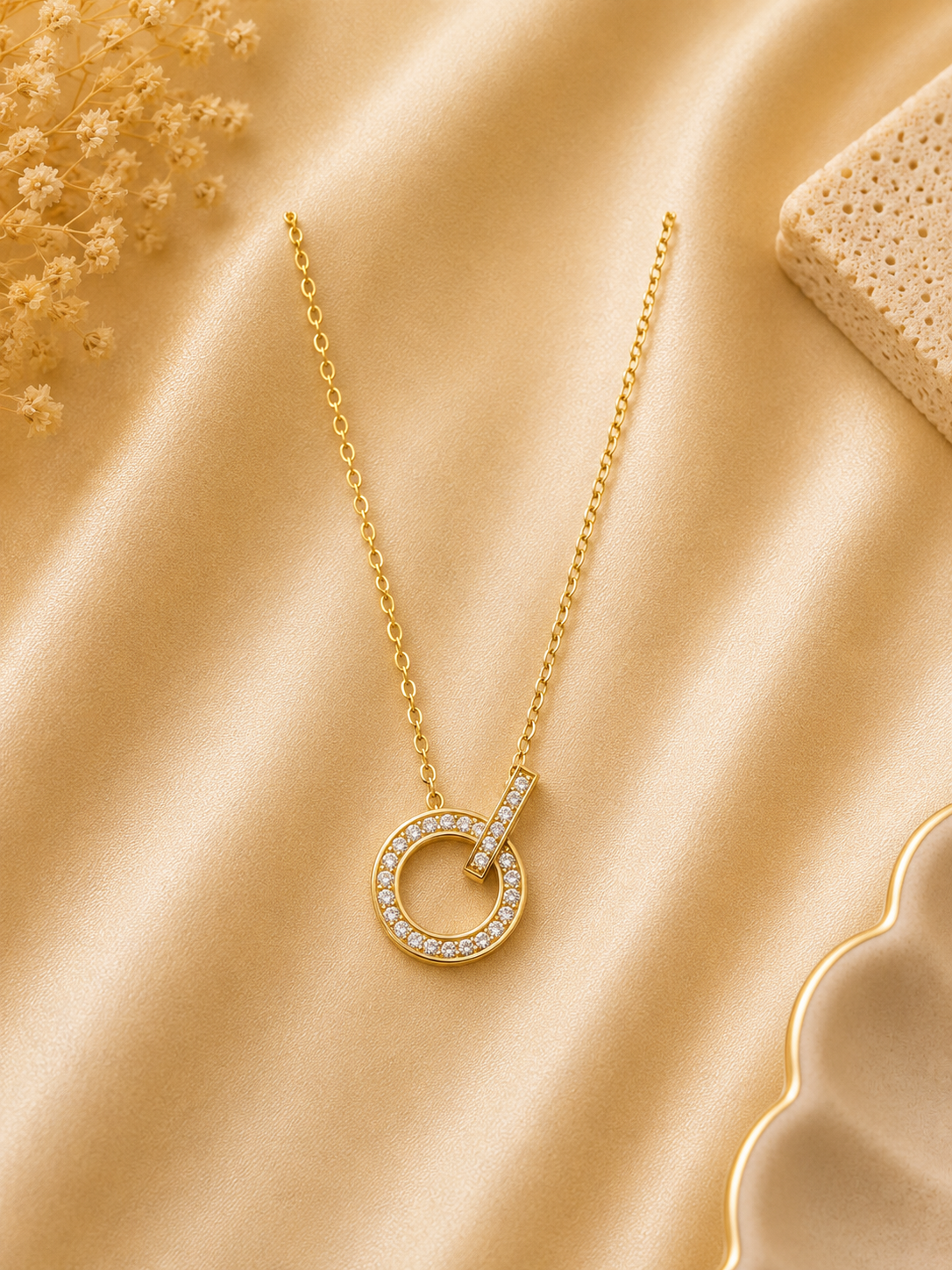 Crystal Circle Pendant Necklace