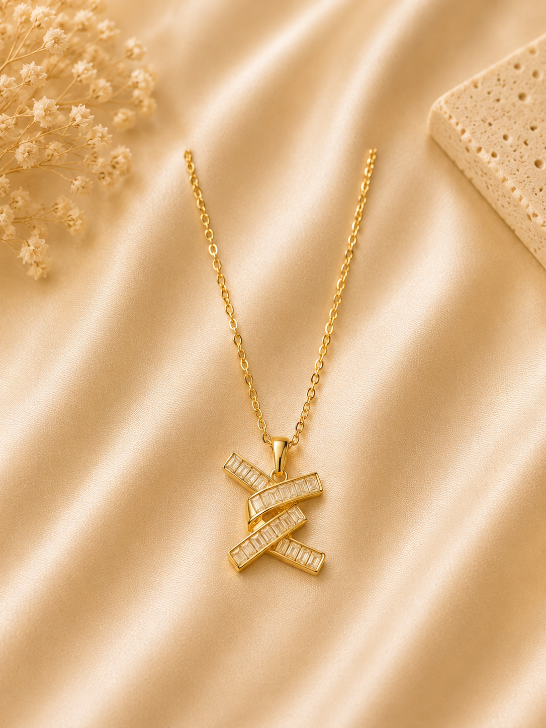 Infinity Crystal Ribbon Pendant Necklace