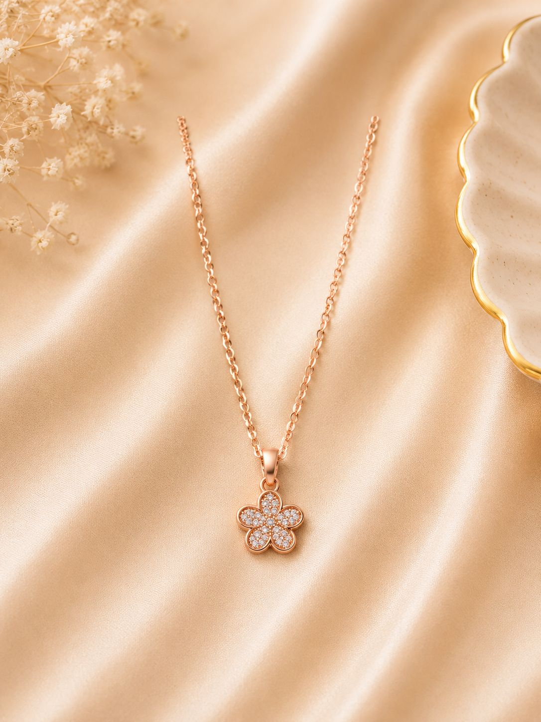 Rose Gold Blossom Pendant Necklace