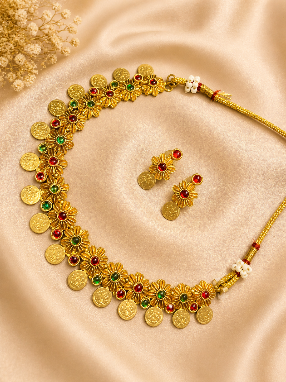 Floral Coin Temple Choker Set (N3)