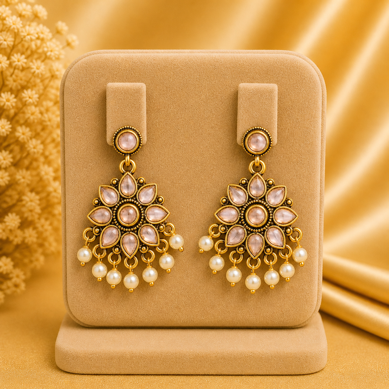 Traditional Pearl Drop Statement Earrings