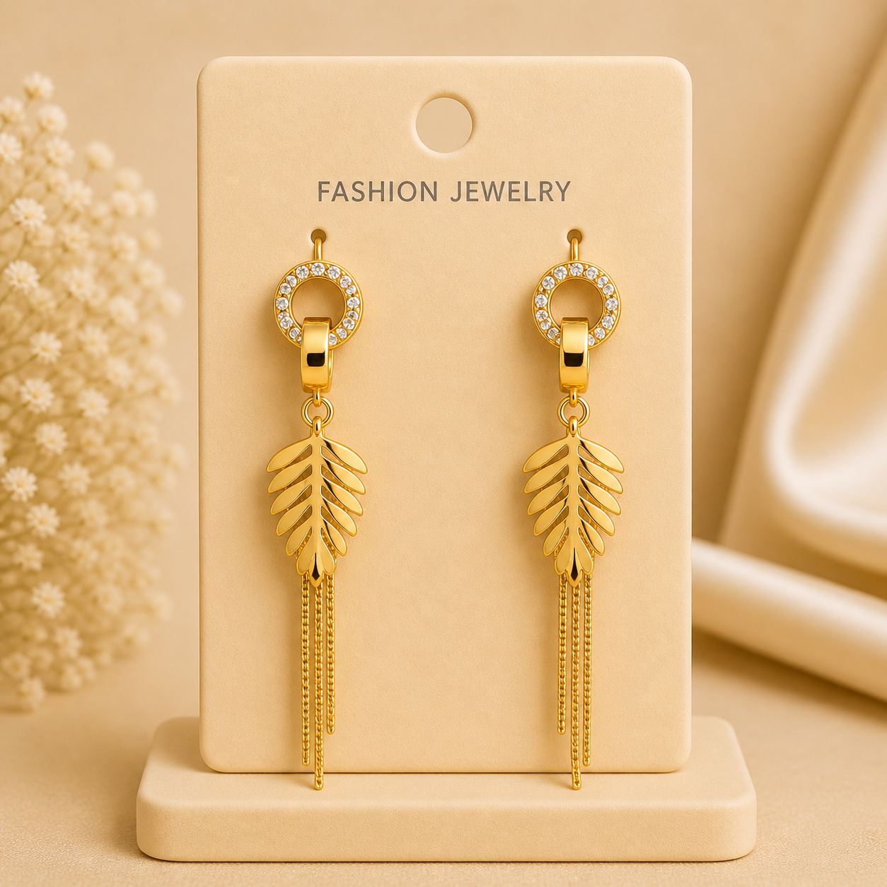 Gold Leaf Tassel Drop Ear