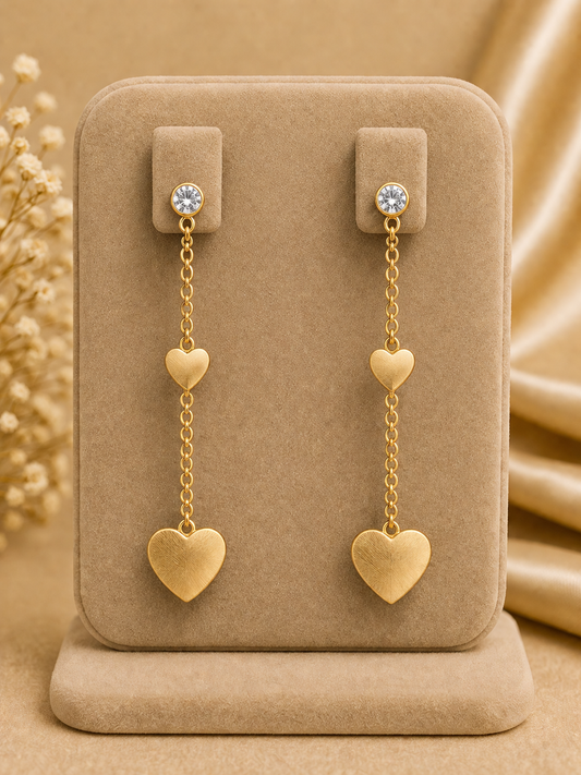Minimal Heart Chain Drop Earrings