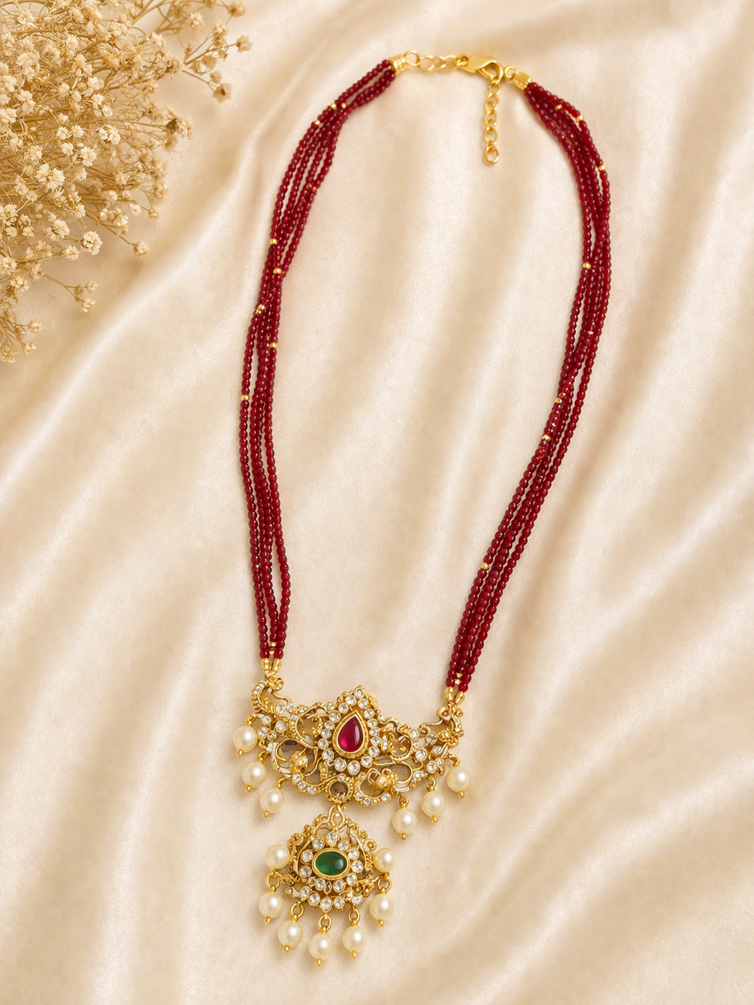 Royal Maroon Pearl Necklace