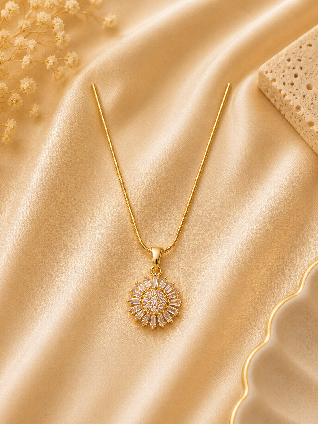 Sunburst Crystal Pendant Necklace