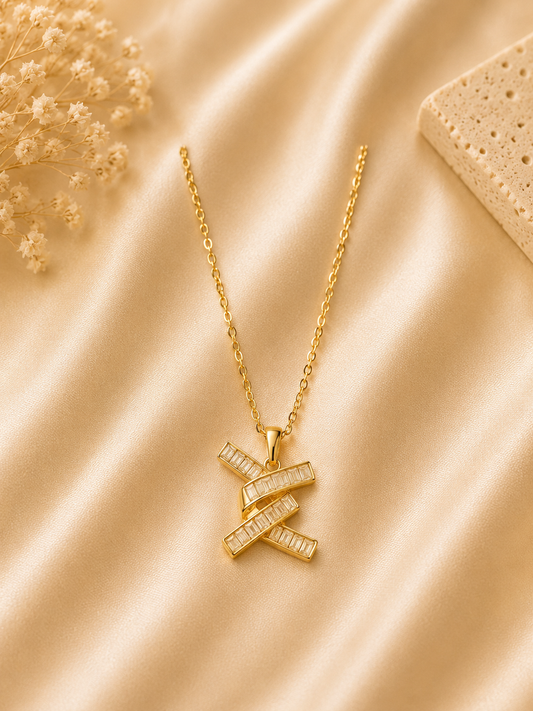 Infinity Crystal Ribbon Pendant Necklace