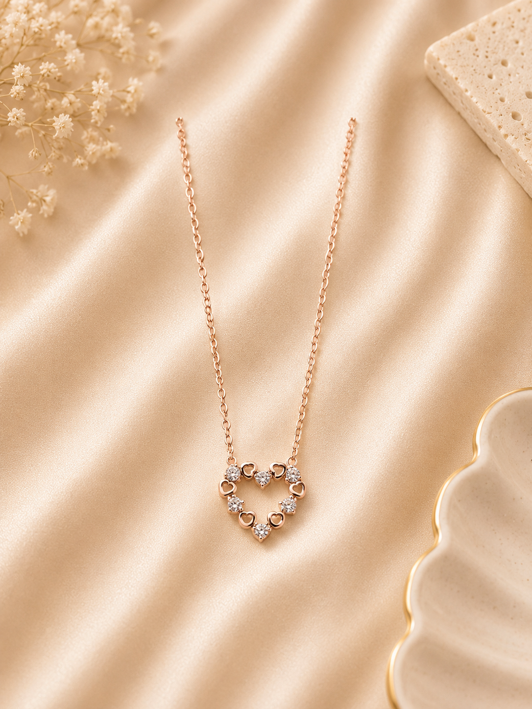 Rose Gold Heart Crystal Necklace