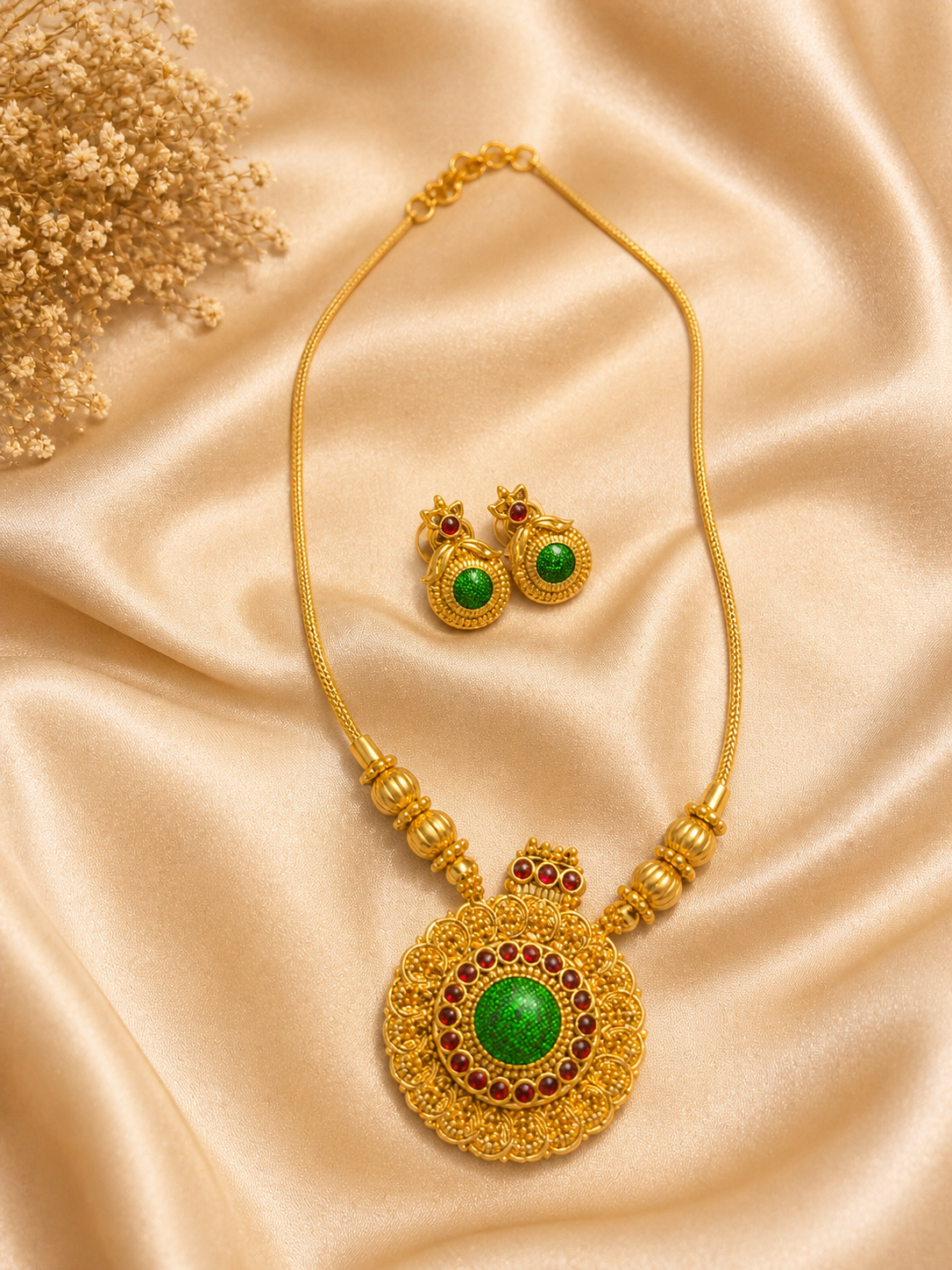 Emerald Royal Pendant Necklace Set (N2)