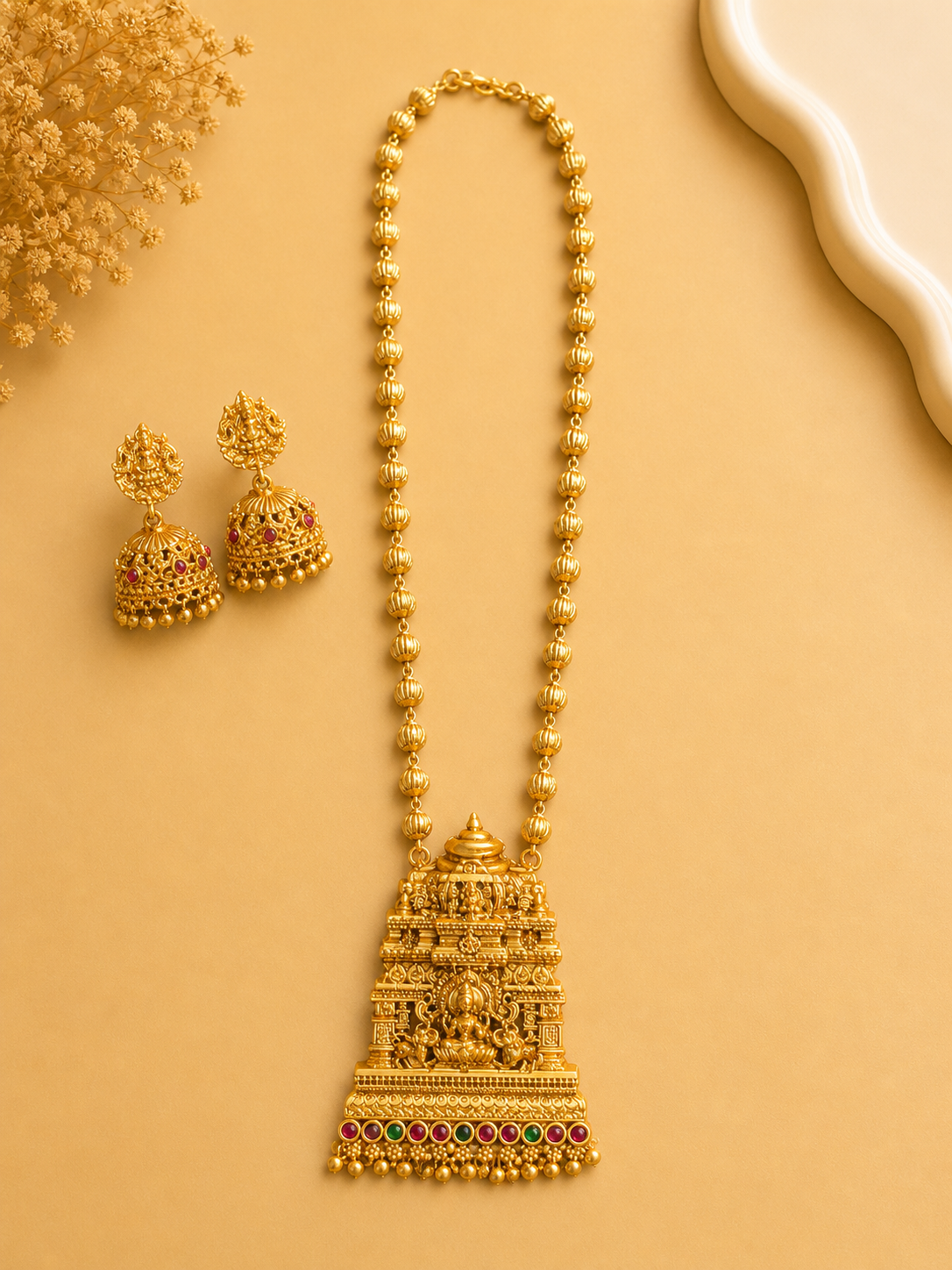 Temple Gopuram Pendant Necklace Set (N7)