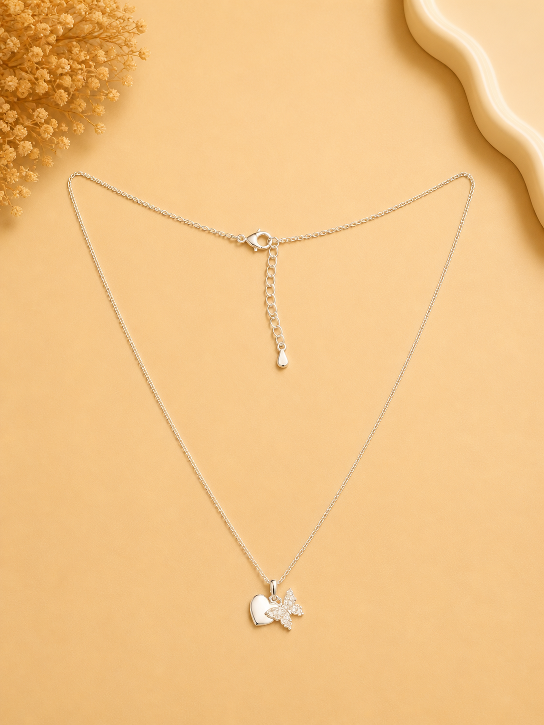 Butterfly Heart Pendant Necklace (M3)