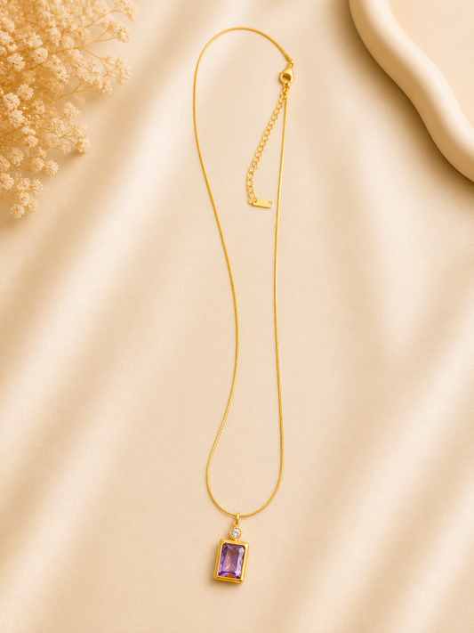 Purple Crystal Pendant Necklace