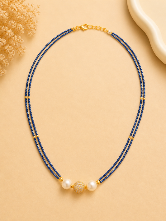 Royal Blue Pearl Charm Necklace