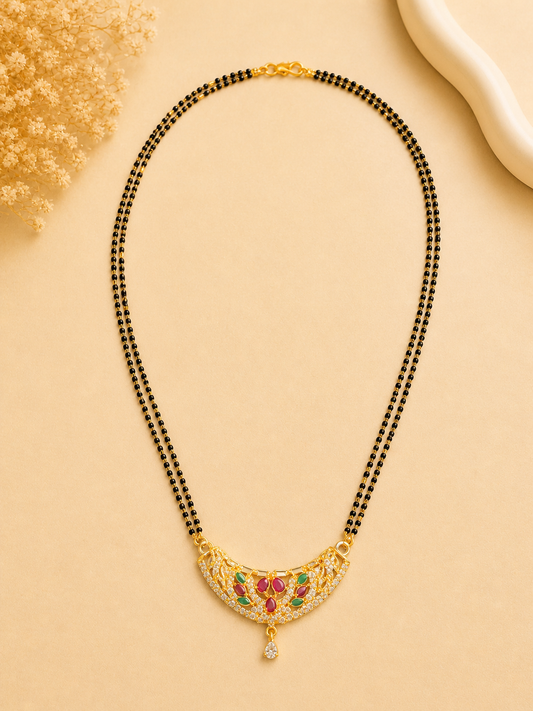 Classic Black Bead Floral Necklace