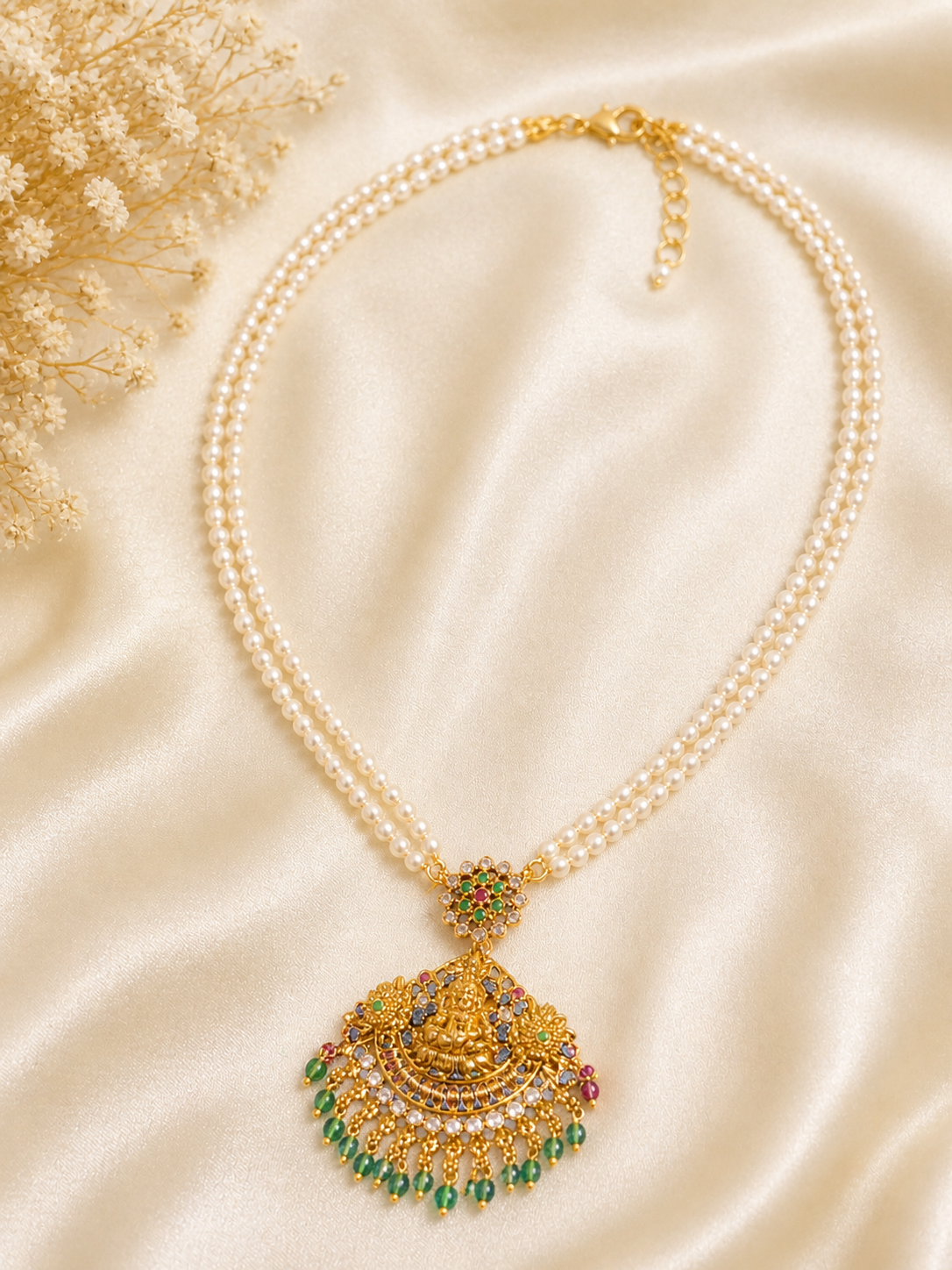 Temple Pearl Heritage Necklace Green