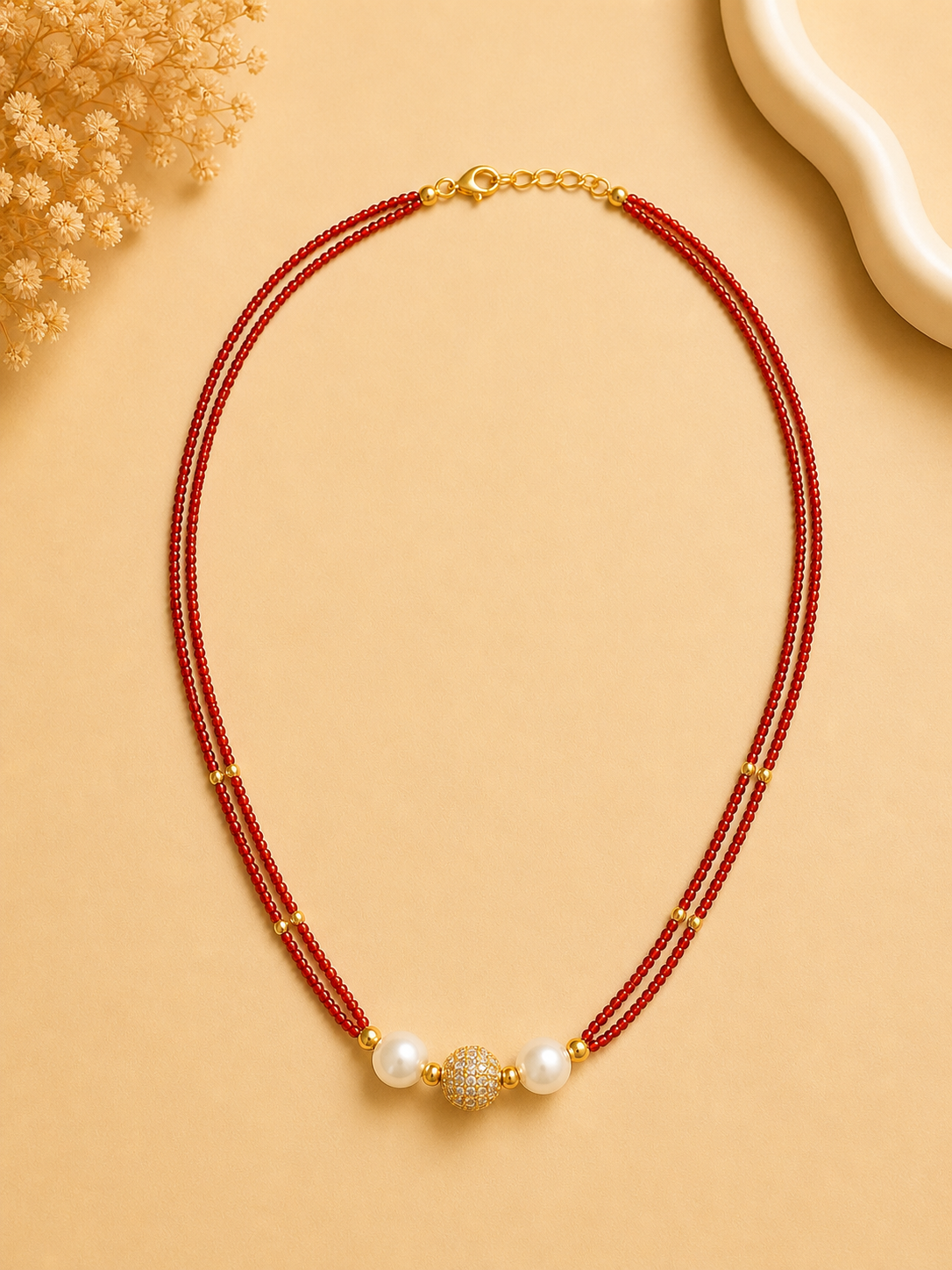 Ruby Pearl Dual-Layer Necklace