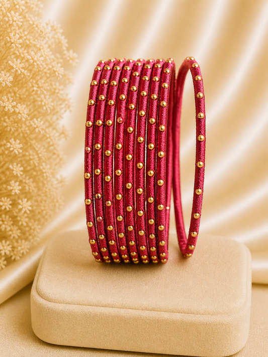 Royal Red Silk Bangle Set