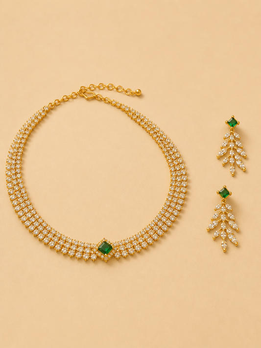 Emerald Glow Necklace Set  (N12)