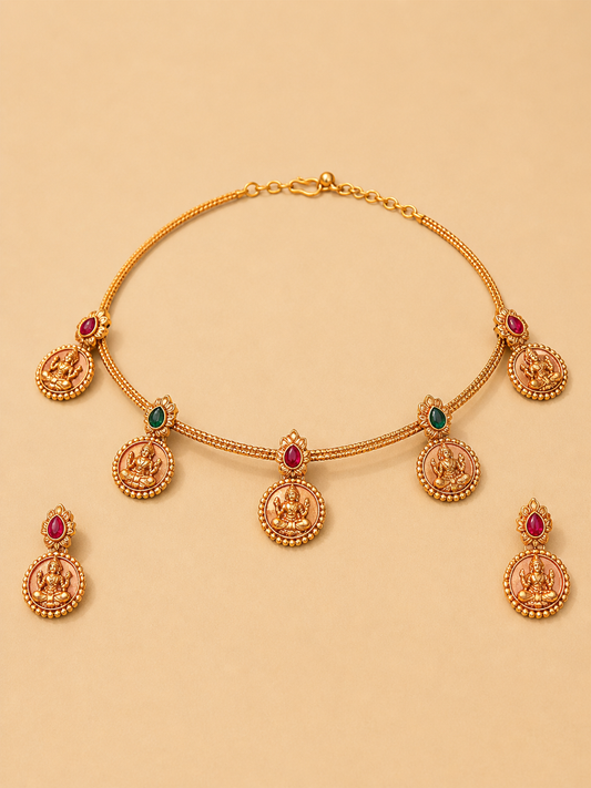 Lakshmi Coin Choker Necklace Set (N4)