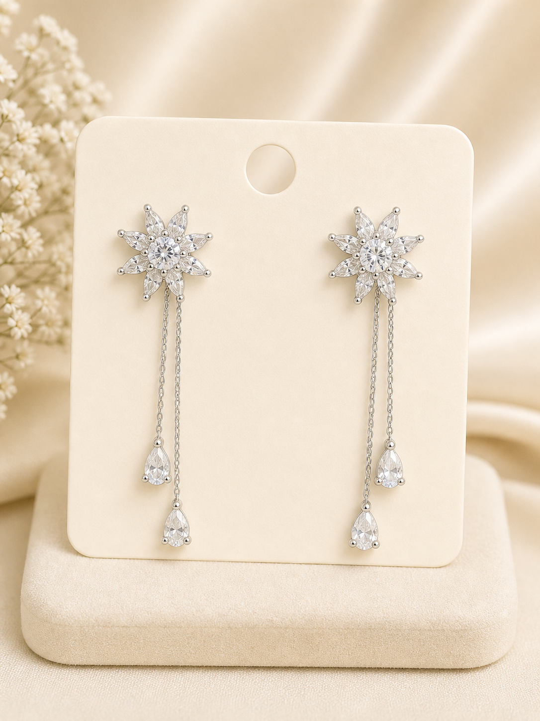 Snowflake Crystal Drop Earrings
