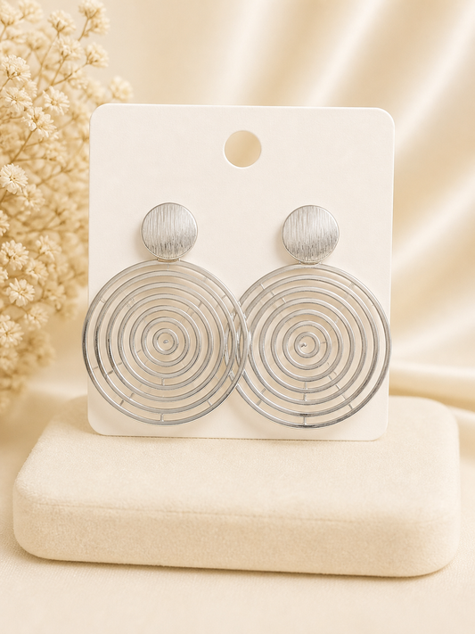Modern Silver Spiral Drop Earrings
