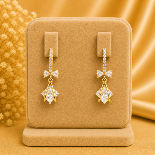 Elegant Crystal Bow Drop Earrings
