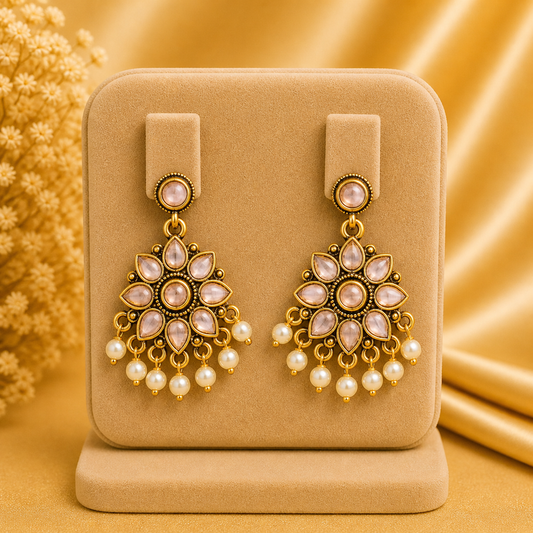 Traditional Pearl Drop Statement Earrings