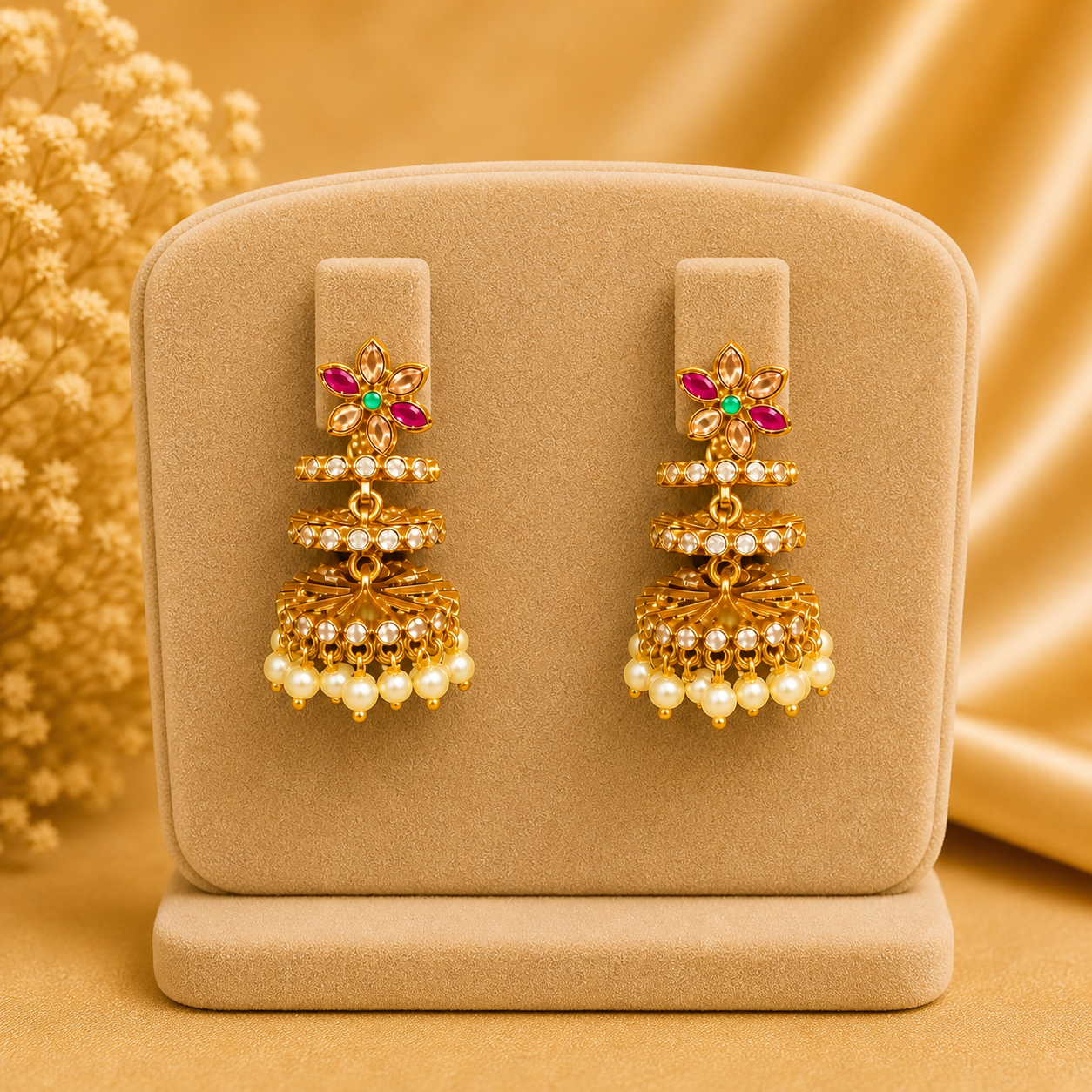 Traditional Pearl Jhumka Earrings