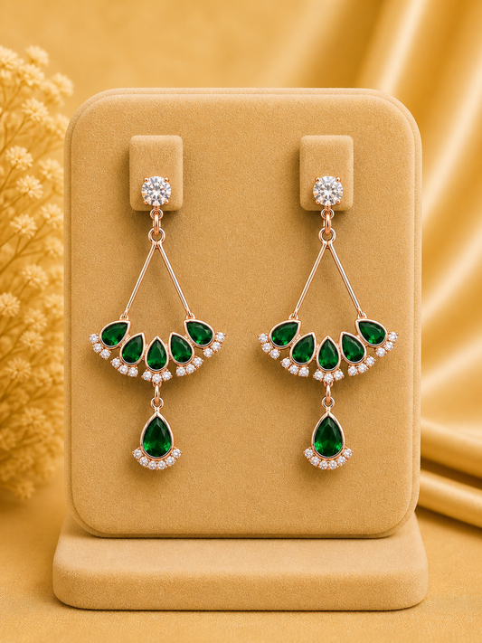 Emerald Green Crystal Drop Earrings