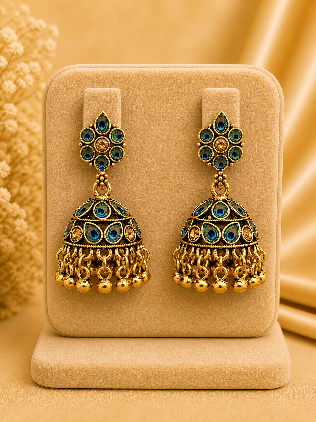 Traditional Peacock Design Jhumka Earrings