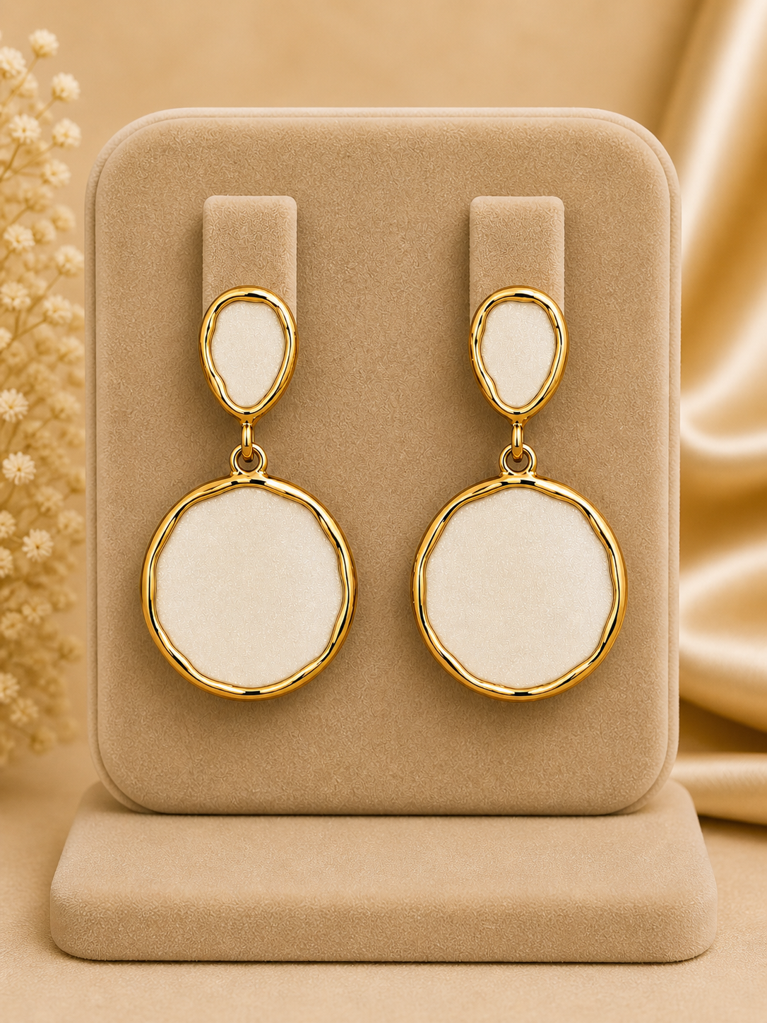 Elegant White Stone Drop Earrings