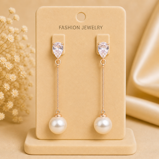 Elegant Pearl Drop Chain Earrings