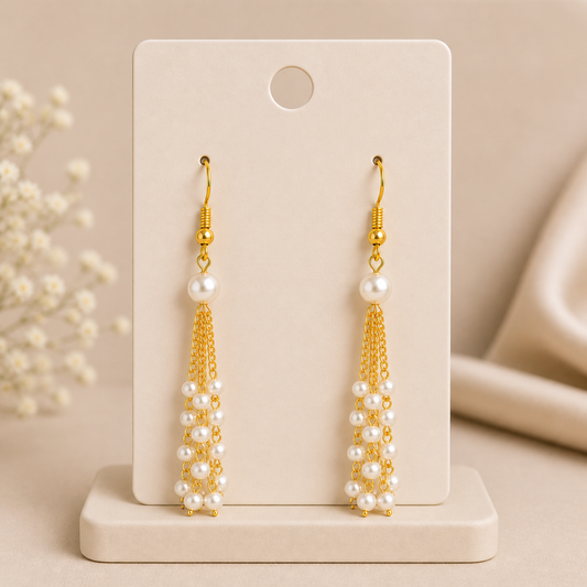 Elegant Pearl Tassel Drop Earrings