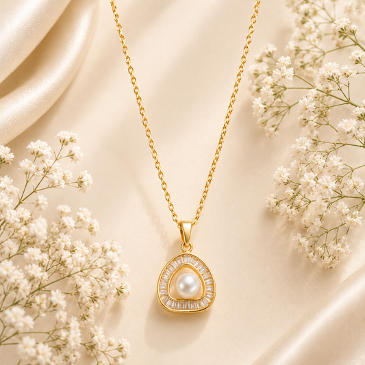 Pearl Crystal Drop Pendant Necklace