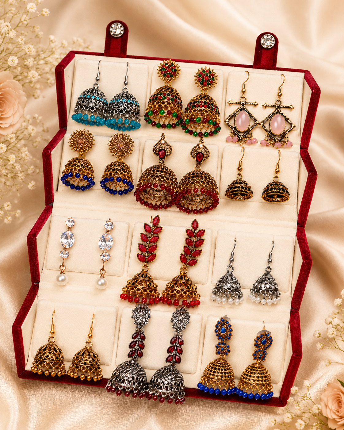 Traditional Jhumka Earrings Collection – 12 Pair Combo Se